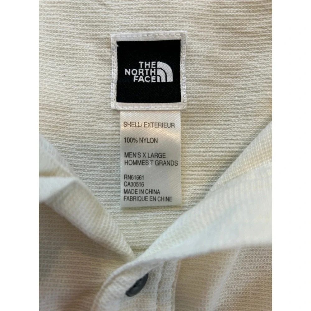 The North Face Mens XL Cream‎ Nylon Zip Pocket Outdoor Utility Long Sleeve Shirt